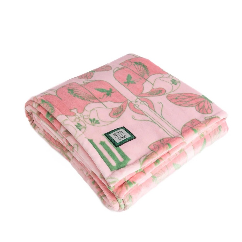 Wicked For Good x Lug Cuddle Throw Blanket (Butterfly Pink and Green Elphaba)